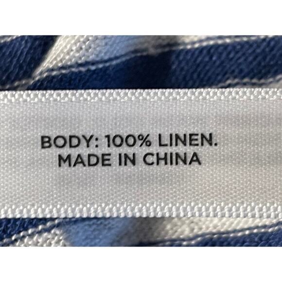 Talbots 100% Linen Shawl Wrap Scarf One Size Blue White Stripes - Picture 4 of 5